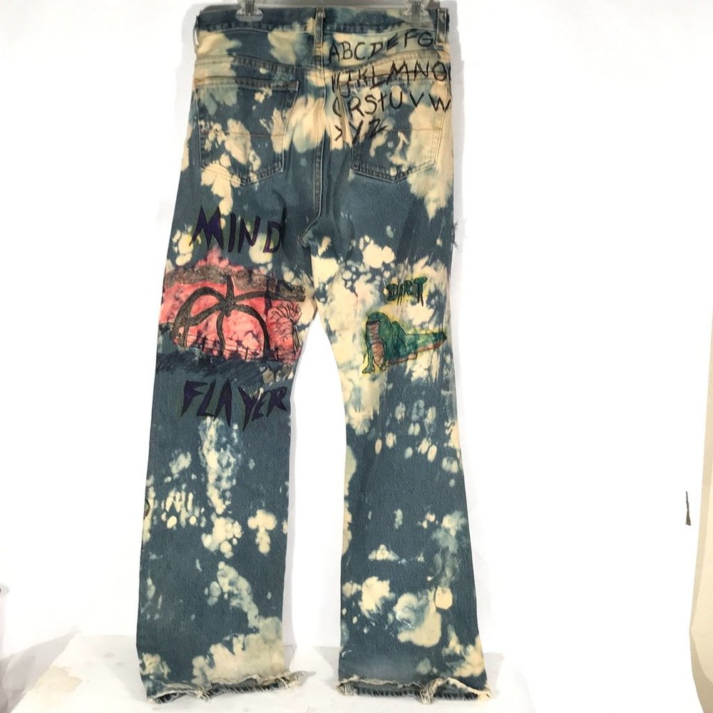 Stranger Things Hand Painted Jeans Tie Dyed 34x34 - Picture 3 of 15